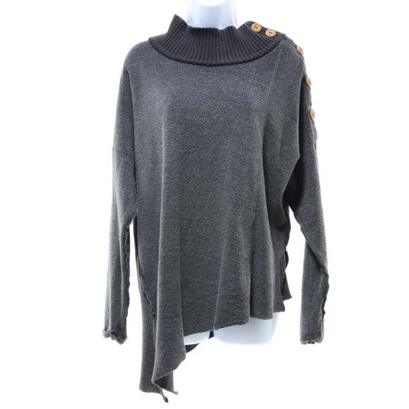 Free People Long Sleeve Asymmetric Bottom Knit Sweater Sweatshirt Size SP - Picture 2 of 11